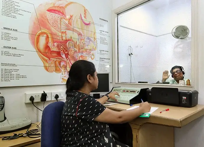 ear testing at CC Saha hearing clinic